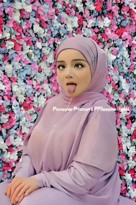 1girl, kneeling, solo, hijab, cute face, shy look, looking at viewers, ahegao, rolling eyes, tongue, tongue out, realistic tongue, open mouth, big tits, curvy hourglass body, slim waist, thick hips, topless, perfect , collar, outdoor