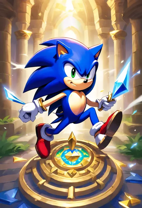 Sonic the hedgehog with the tri force