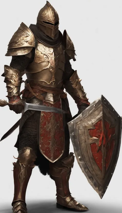 (Best quality,4K,8K,A high resolution,Masterpiece:1.2),Ultra-detailed,(Realistic,Photorealistic,photo-realistic:1.37),A sword-wielding demon armor warrior stood in the hall, Full body portrait of the mysterious knight, Wearing heavy armor，Behind him is a b...