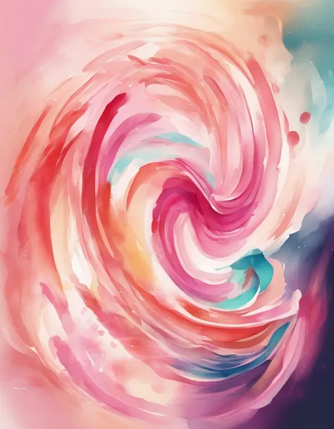 3d watercolor abstract,Dark background,High resolution,High quality,Colorful,beige、pink there、salmon pink、