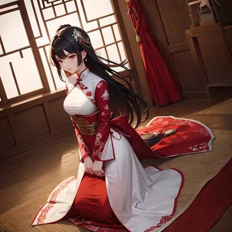 woman, ancient china, red wedding dress, wedding china