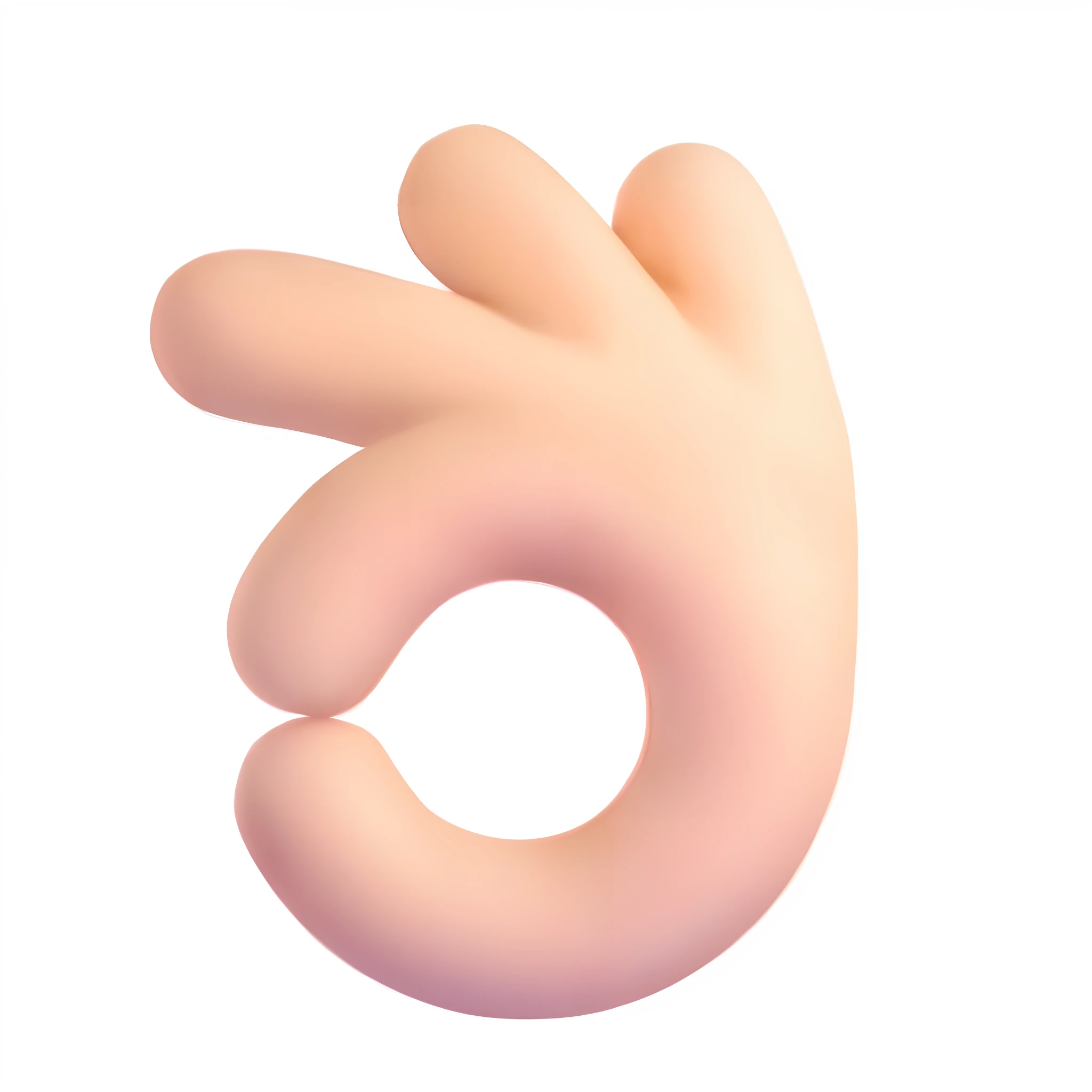 Close-up of a hand holding a pink object in the air, simpe hands, hand sign, Hand model, bump in form of hand, realistic flesh texture, 5 fingers). Full body realistic, soft 3d render, realistic hand, Realistic fingers, 3 d render of jerma 9 8 5, In one ha...