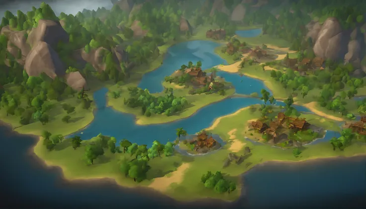 This map is a diverse game world，It is full of different geographical features and ecosystems。Players will discover goblin ore as they explore、Wildfire tribes and river valley wetlands are interesting places。