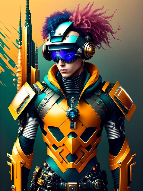 Cyber punk man fantasy and SCI fi beautiful look