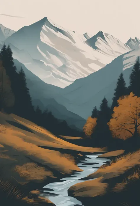 Mountain minimalism background, Simple drawing, Drawn