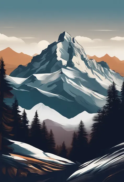 Background of mountain minimalism, Simple drawing, Drawn