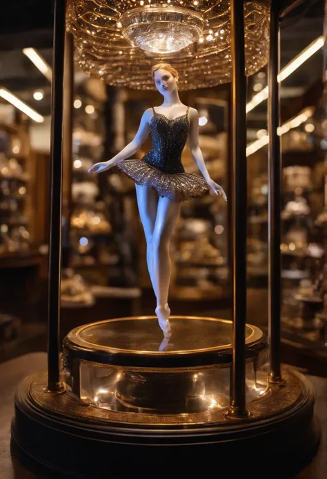 8K, hyper photorealism,photorealistic paintings, Studio quality, Delicate micromachined translucent ballerina glass full body standing on luminous pedestal , sparkle eyes, , mechanicalparts, Light-emitting diodes emit light , Scaly gelatinous mosaic armor,...