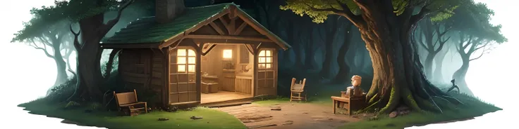 Hansel and Gretel　in woods　brightened　Disney style