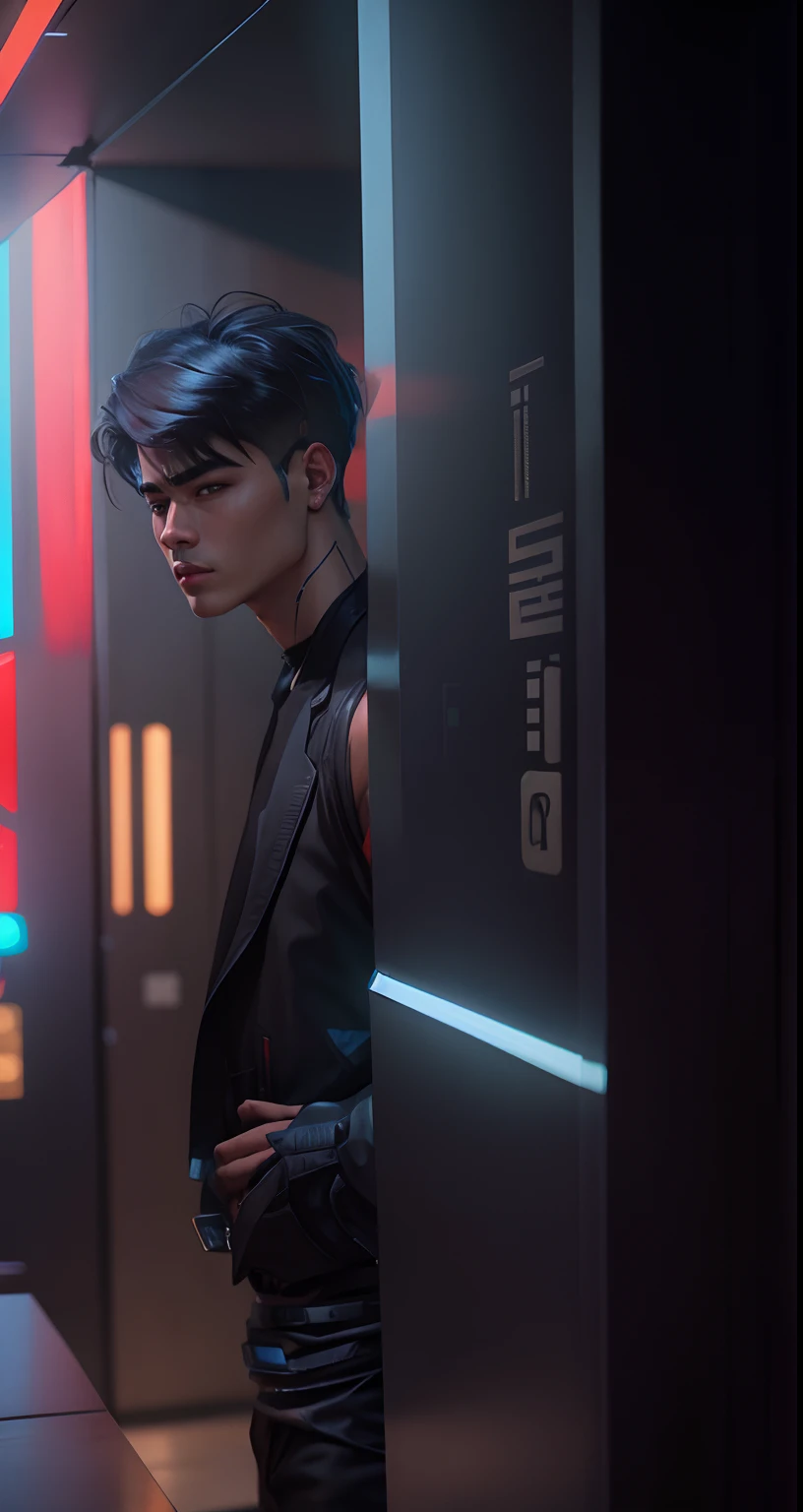 Chang background cyberpunk handsome boy,realistic face,8k ultra realistic