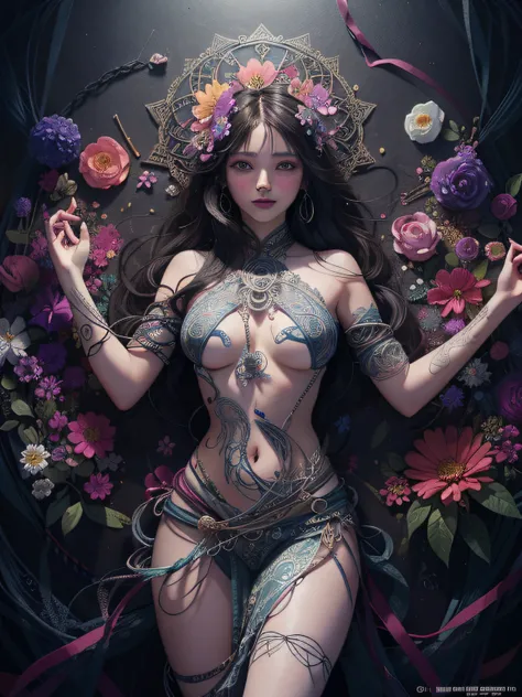 official art, unity 8k wallpaper, ultra detailed, beautiful and aesthetic, beautiful, masterpiece, best quality, (zentangle, mandala, tangle, entangle), (ecstasy of flower:1.2) dynamic angle, cowboyshot, the most beautiful form of chaos, elegant, a brutali...