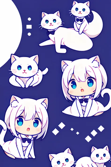 Cute white cat、Maids