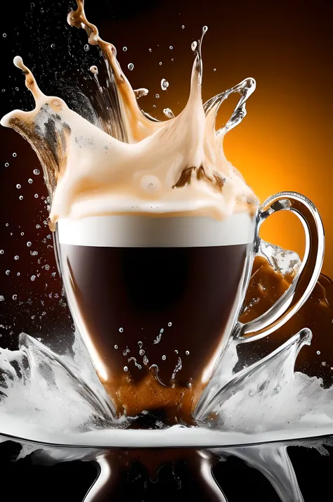 a close up of a cup of coffee with a splash of liquid, highly detailed vfx espresso, steaming coffee, hot coffee, artistic render, very intense, full of steaming coffee, cup of coffee, cappuccino, morning coffee, hd wallpaper, stunning design, pouring, cof...