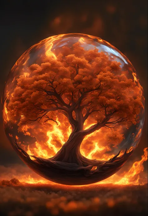 The flames are burning in a circle shape, fogoso, icon with a halo of fire, Anel de fogo, bola de fogo, chama, um fogo laranja no fundo, homem, fire type, (fire), esfera preta de fogo, Firenado, Infero Flamejante, Inferno, tema fogo, fire, fogo do inferno, infernal, chamajante, derretido imagem arfed de uma bola de vidro com uma paisagem dentro, Arte 3D digital detalhada, tree of life inside the ball, Arte digital altamente detalhada em 4k, arte digital altamente detalhada, arte digital estilizada, pintura digital altamente detalhada, bola de vidro, pintura digital altamente detalhada, arte digital altamente detalhada, 3 d render bipe, 8k arte impressionante