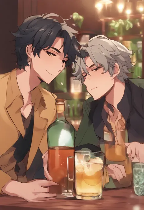 Femboy Nagito and Hajime getting drunk