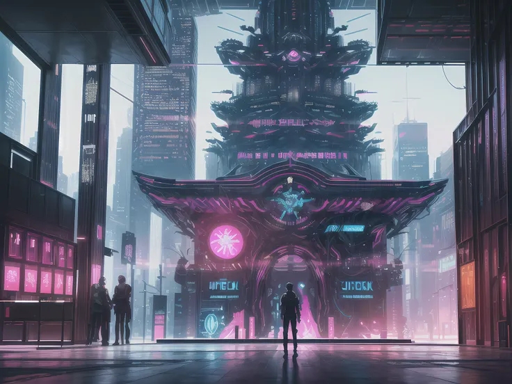 Best detailed, ultra detailed, cyberpunk art, a picture of a futuristic (church: 1.3) in cyberpunk punk city, you see the whole building, great cyberpunk art, bright neon lights, christian decorations in cyberpunk elementts, a sports car parked in the entr...