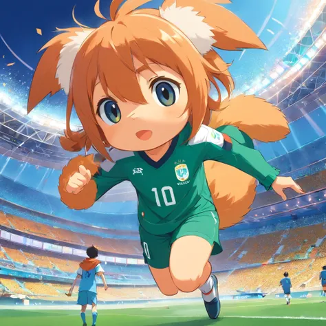 Imaginez une illustration de Footix, la mascotte de la Coupe du Monde 1998. Next to Footix, partially show a female figure in a mascot costume to suggest that the mascot was actually a woman.