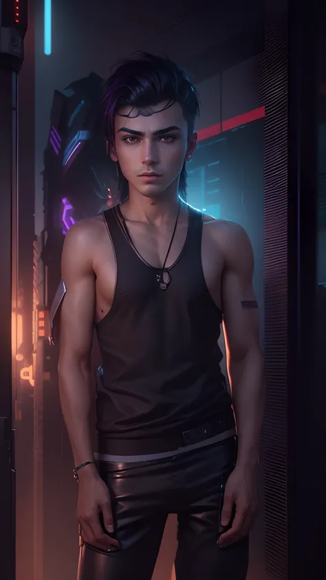 Change background cyberpunk handsome boy. Realistic face. In 8k resolution.ultra realistic