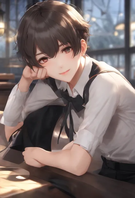 ((masterpiece)), ((best quality)), ((highres)), ((extremely detailed CG unity 8k wallpaper)), solo, tachibana kanade, black skirt, white socks, small smile, classroom sexy boy