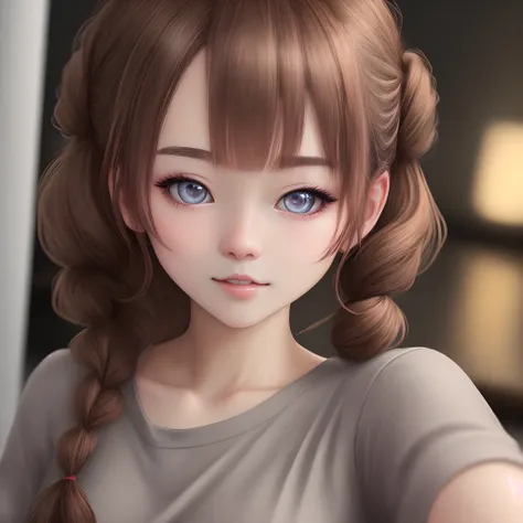 ((Best Quality, 8K, masutepiece :1.3)), 1girl in,(Random hairstyles), Casual Outfit :1.2, Indoor, Ultra-detailed face, Detailed eyes, 二重まぶた, Background selfie