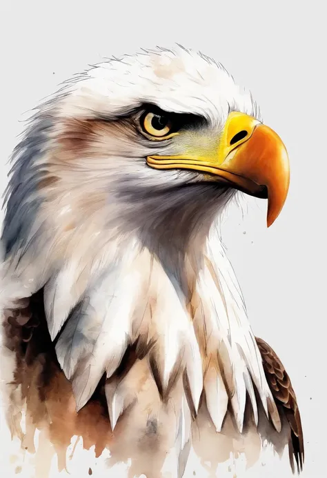 [(white background:1.5),::5] eagle,vibrant color scheme,Soft light,(warm color:1,2),Watercolor,light color,top quality exquisite details,3D imaging,head shot,painting