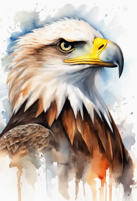 [(white background:1.5),::5] eagle,vibrant color scheme,Soft light,(warm color:1,2),Watercolor,light color,top quality exquisite details,3D imaging,head shot,painting