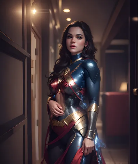 Beautiful model girl in wonder women suit