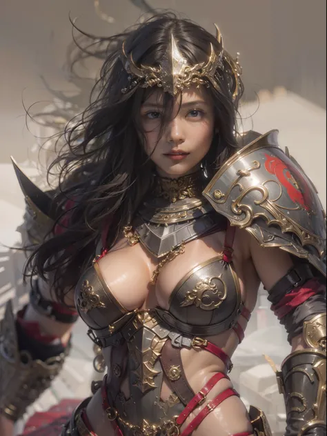 Beautiful female warrior in insanely sexy bikini armor