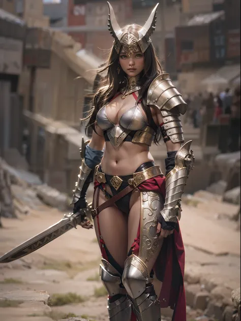 Beautiful female warrior in insanely sexy bikini armor