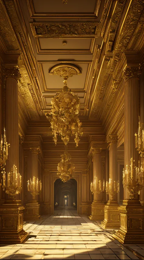 Opulent palace, golden decorations, extravagant architecture, ancient rome, emerald, crystalline, detailed illustration, sharp focus, concept art, unreal engine, octane render, god rays