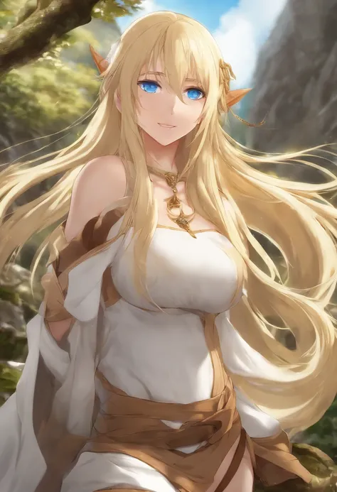 Two names(blast)　elvish　165cm　sky-blue eyes　Blonde longhair　elvish　a blond　The long-haired　Colossal tits　Beautiful breasts
Highest Quality　Highest Quality　an anime girl　Colossal tits　One lady　Is it wrong to seek encounters in the dungeon?　Danmachi　animesqu...