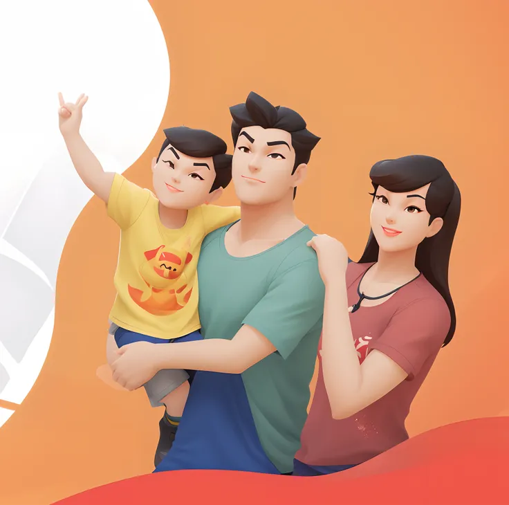 Family of three, 3 d icon for mobile game, stylized shading, soft image shading, smooth shading, Stylized 3 D, game icon stylized, Soft Shading, Stylized art, arte renderizada, item art, smooth light shading, 3d game object, stylised painting, added detail...