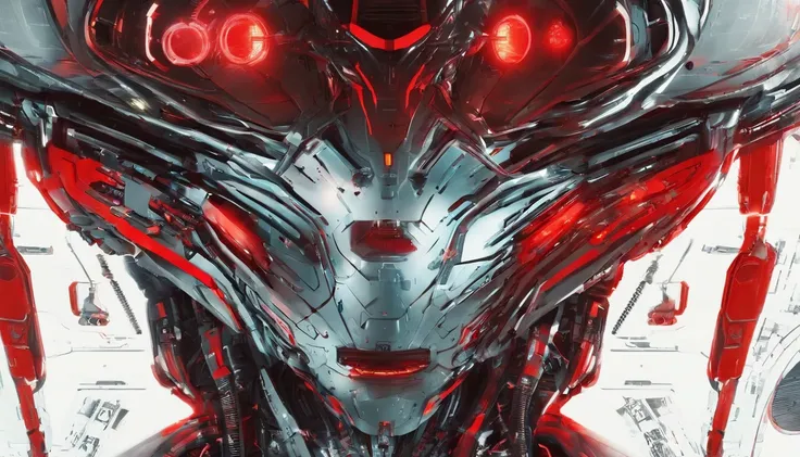 close up of an alien humanoid, ultra detailed face, portrait, red and black colors, red as dominant color, red neons, red lights, horror sci fi, ultra detailed, ultra realistic.