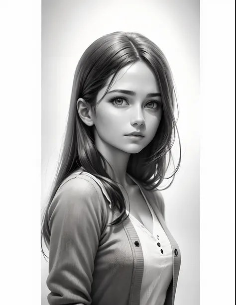 realistic portrait charcoal pencil drawing of photo ,hdr,full detailed and clean smooth edge,high resolution, soft pencil art