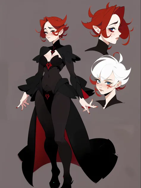 character concept adopt, fullbody, gothic, tears, bloody, female, short hair