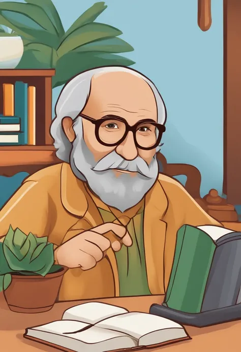 Please generate a cute avatar in a 3D cartoon style inspired by Paulo Freire, the Brazilian educator. The avatar should have the following features:

Appearance:

A friendly and approachable facial expression with a warm smile.
Round, expressive eyes that ...