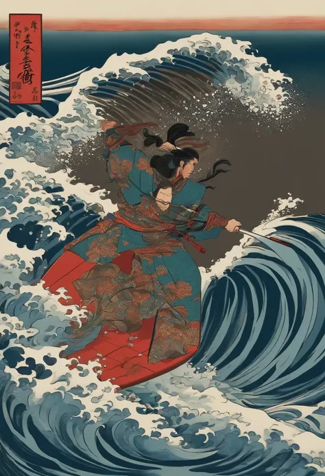 ukiyoe.samurai.wave.surfing.syaraku