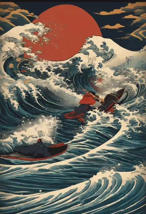 ukiyoe.samurai.wave.surfing.syaraku