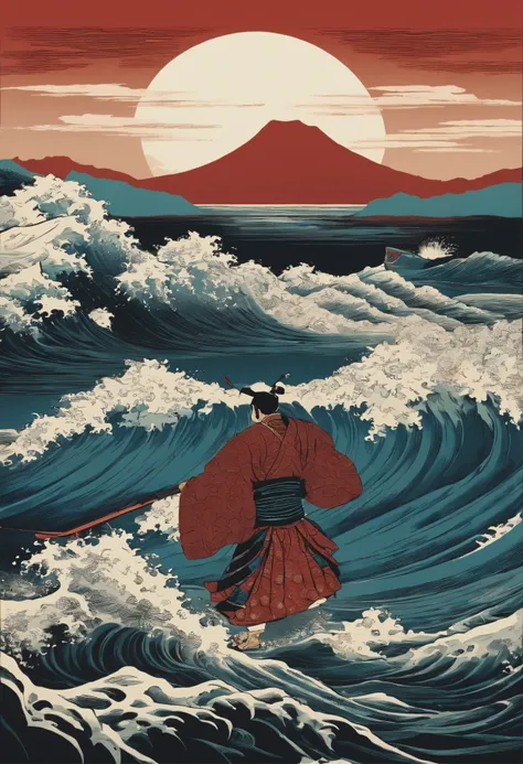 ukiyoe.samurai.wave.surfing.syaraku