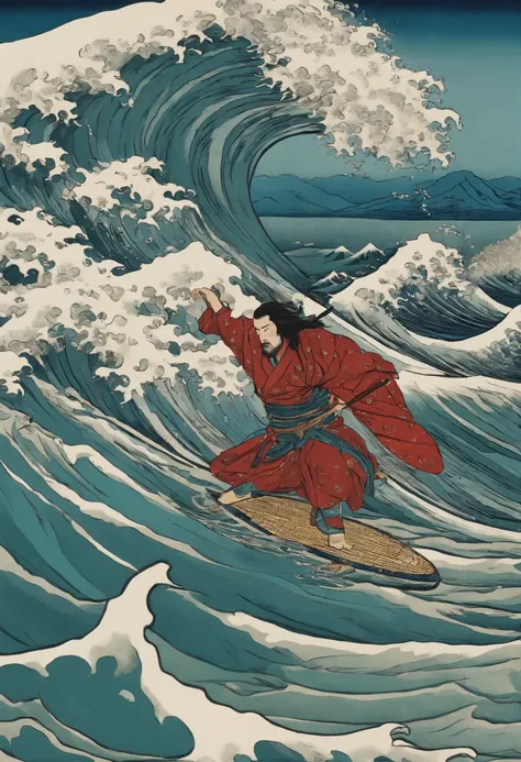 ukiyoe.samurai.wave.surfing.syaraku