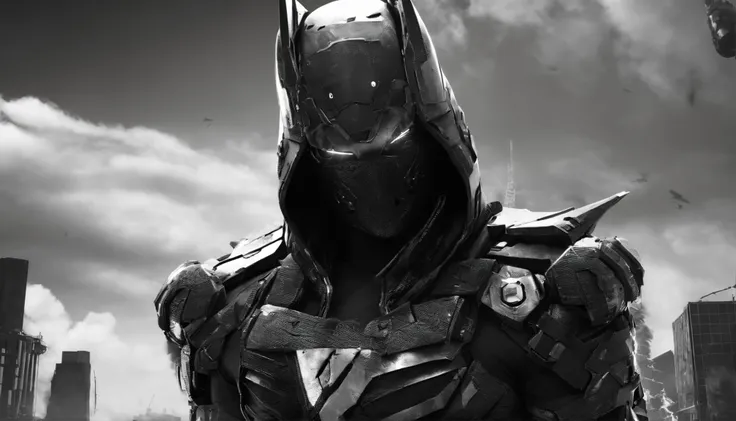 An 8K image of a stylish and eye-catching anime hero in a black and white filter, showing his actions to save the world, fighting villains and showing kindness. The image has perfect lighting and vibrant illustrations, with maximum quality and attention to...