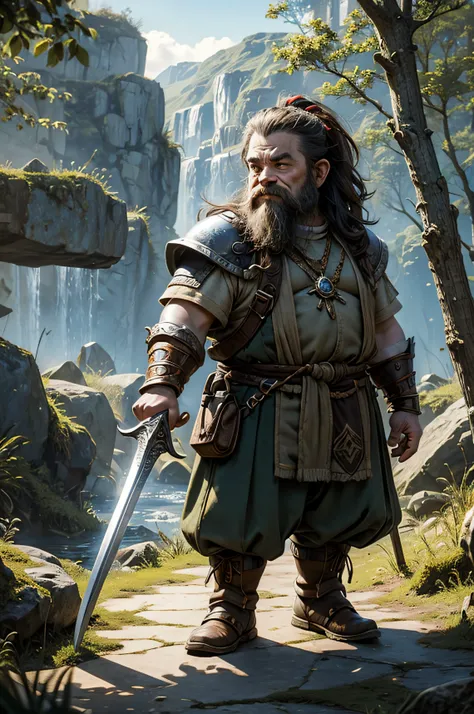 Dwarf with warrior sword, rpg.