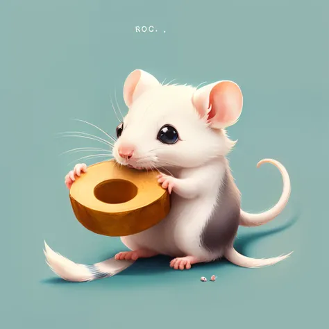 cute little　White rat　illustratio