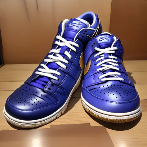 Blue and purple Nike dunk low shoe