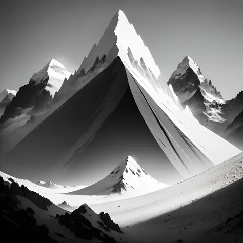 Make a beautiful and simple mountain design in black and white