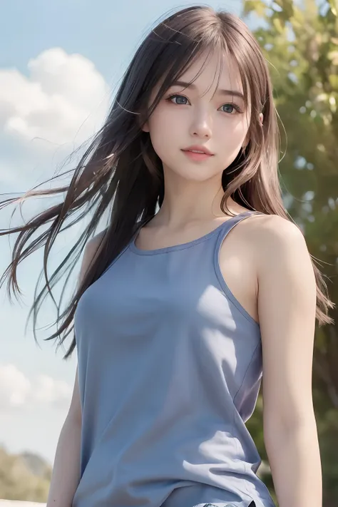 (8k, Best Quality, Masterpiece:1.2), (Realistic, Photorealistic:1.37), Ultra Detail, 1 Girl,Cute,Solo,Beautiful Detailed Sky,Date,(Blush),(Smile:1.15),(Closed Mouth)Small Breasts,Beautiful Detailed Eyes,(Long Hair: 1.2),Floating Hair NovaFrogStyle, Upper B...