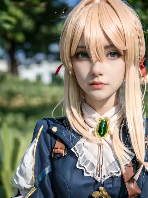 violet_evergarden, blue_eyes, best quality, ultra high res, (photorealistic1.4), 1girl, (blonde long hair:1.3), expressionless, ...