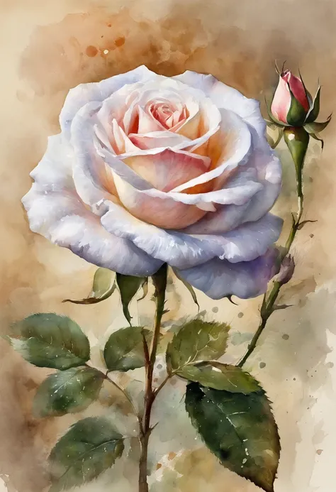 a rose painting with a splatter background and spray paint effect, by Eugeniusz Zak, watercolor art, by Károly Lotz, watercolor painting, watercolor painting style, watercolor detailed art, by Reuben Tam, watercolor digital painting, watercolor , masterful...