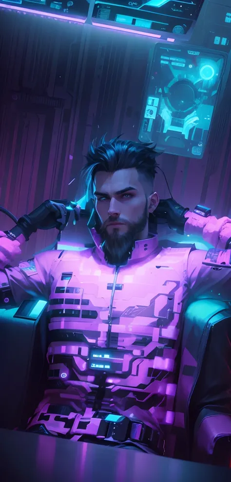 As it is image,Cyber punk,add beard