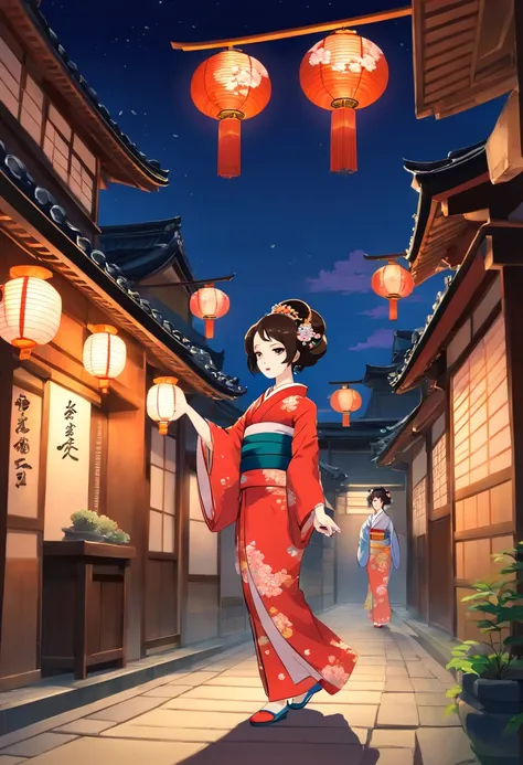 「Please draw a scene of Yoshiwara Yukaku。In the bustling Yoshiwara promenade of the Edo period、Please describe the scene where the oiran greets the guests.。」

「Please draw the figure of Oiran standing in the alley of Yoshiwara Yukaku。beautiful kimonos、Bril...