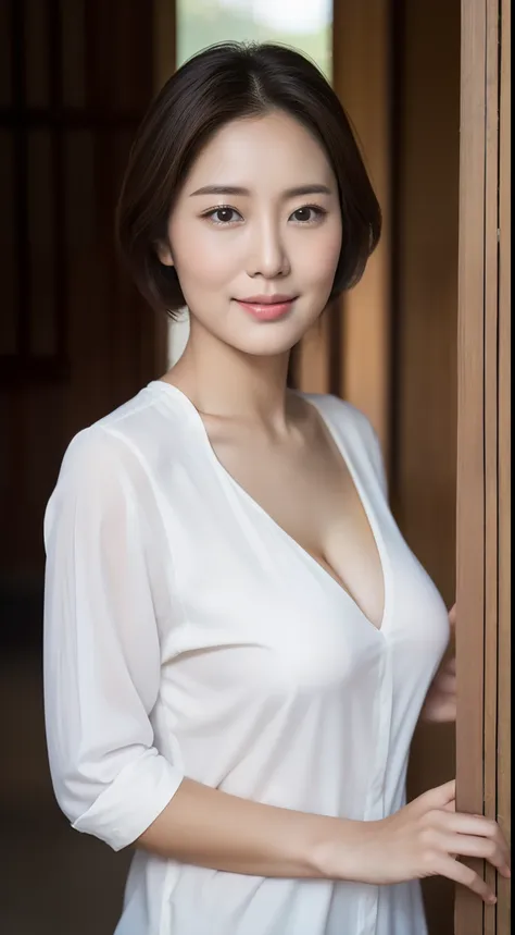 photograph of-realistic (1 korean royal sister star) hair slicked back, white skin, thin makeup, 32 inch breast size, a slight s...